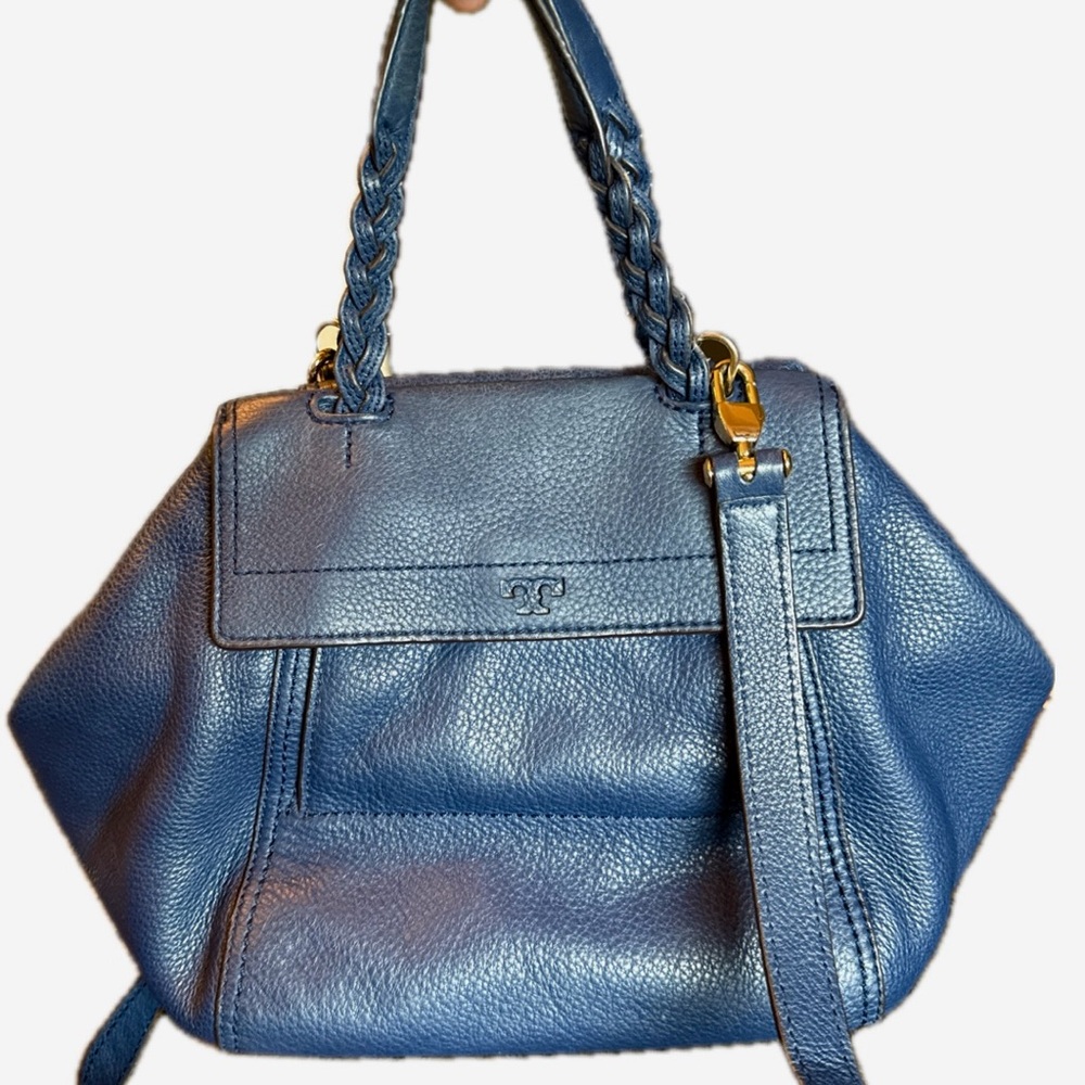 Tory Burch Navy Half Moon Satchel